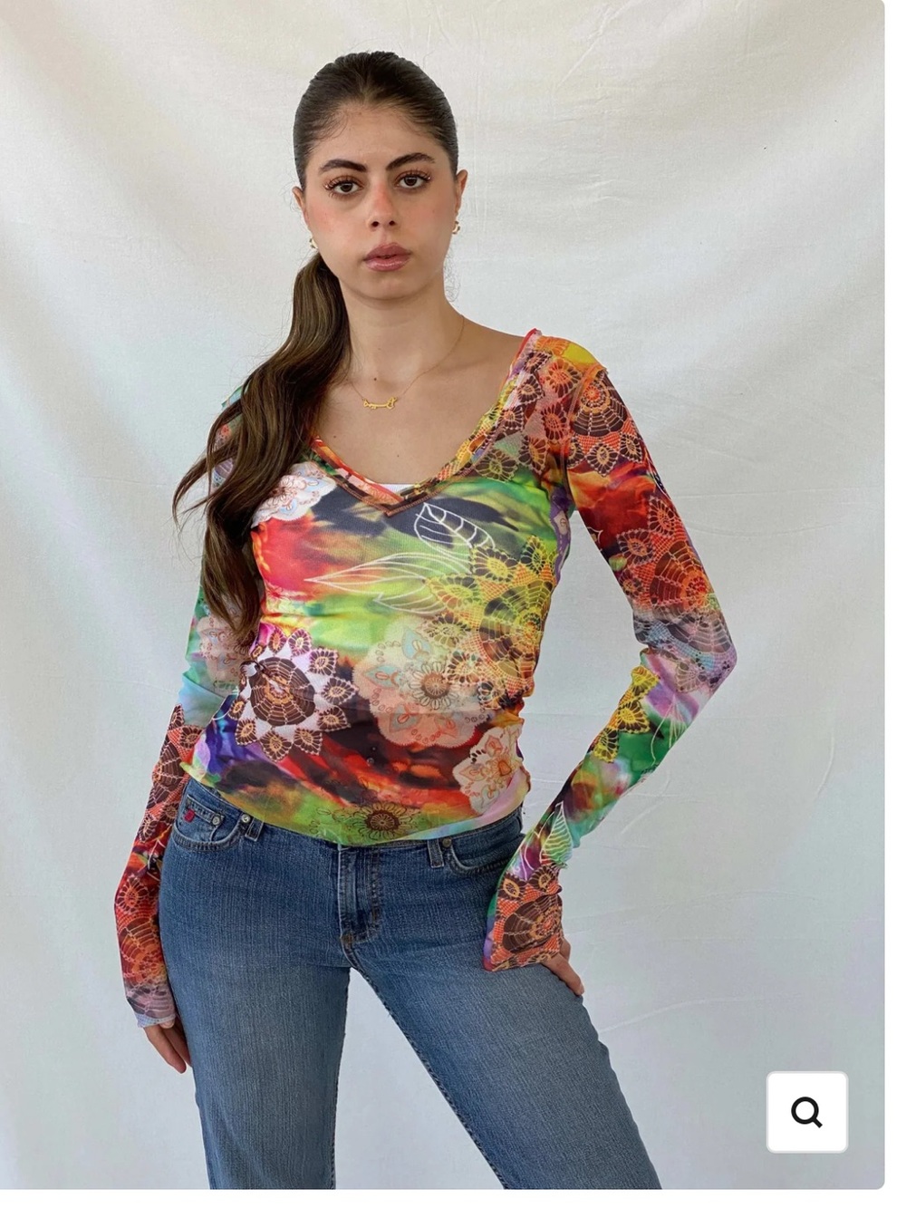United Colors Of Benetton Multicolor Floral-Print Long Sleeve Top